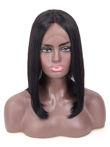 Sonia Straight Long Human Hair Wig L-Shape Lace #Natural Black - One Size