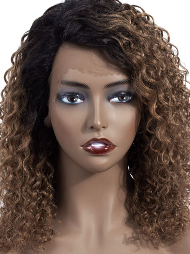 Sahar Nikki Jerry Curl Deep Wave Human Hair Wig T-Shape Lace #T1B30