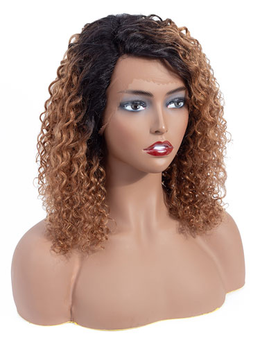 Sahar Nikki Jerry Curl Deep Wave Human Hair Wig T-Shape Lace #T1B27 16 ...