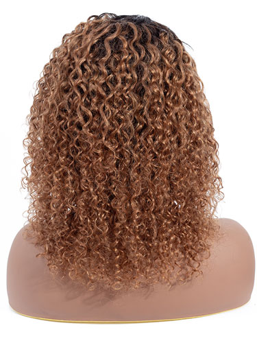 Sahar Nikki Jerry Curl Deep Wave Human Hair Wig T-Shape Lace #T1B27