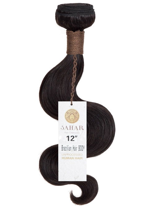 Sahar Unprocessed Brazilian Virgin Weft Hair Extensions 100g (10A) - Body Wave #1B-Natural Black 10 inch