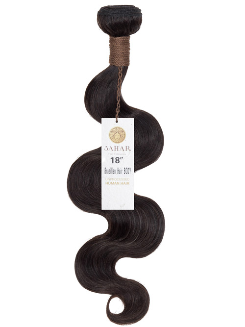 Sahar Unprocessed Brazilian Virgin Weft Hair Extensions 100g (10A) - Body Wave #1B-Natural Black 18 inch