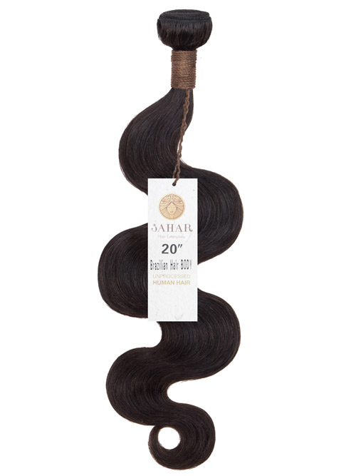 Sahar Unprocessed Brazilian Virgin Weft Hair Extensions 100g (10A) - Body Wave #1B-Natural Black 20 inch