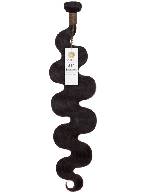 Sahar Unprocessed Brazilian Virgin Weft Hair Extensions 100g (10A) - Body Wave #1B-Natural Black 28 inch