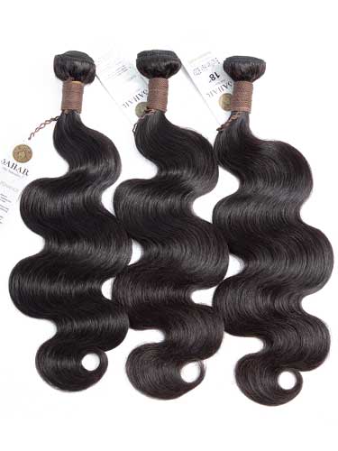 Sahar Unprocessed Peruvian Virgin Weft Hair Extensions Bundle (10A) - #Natural Black Body Wave