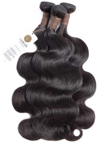 Sahar Unprocessed Peruvian Virgin Weft Hair Extensions Bundle (10A) - #Natural Black Body Wave