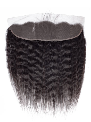 Sahar Slay Human Hair Front Lace Closure 4" x 13" (6A) - Kinky Straight #1B-Natural Black 14 inch