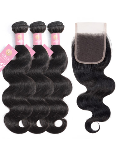 Sahar Slay Human Hair Extensions Bundle (6A) - #Natural Black Body Wave