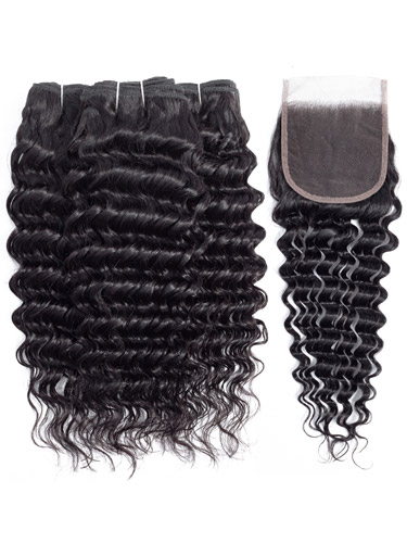 Sahar Slay Human Hair Extensions Bundle (6A) - #Natural Black Deep Wave