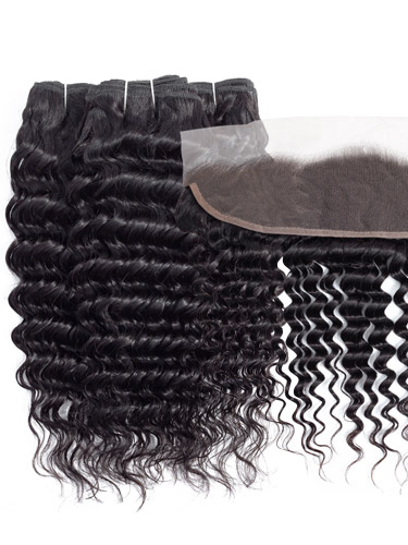 Sahar Slay Human Hair Extensions Bundle (6A) - #Natural Black Deep Wave