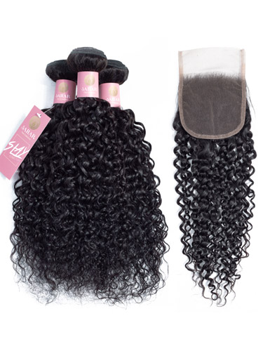 Sahar Slay Human Hair Extensions Bundle (6A) - #Natural Black Jerry Curl