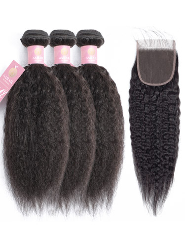 Sahar Slay Human Hair Extensions Bundle (6A) - #Natural Black Kinky Straight