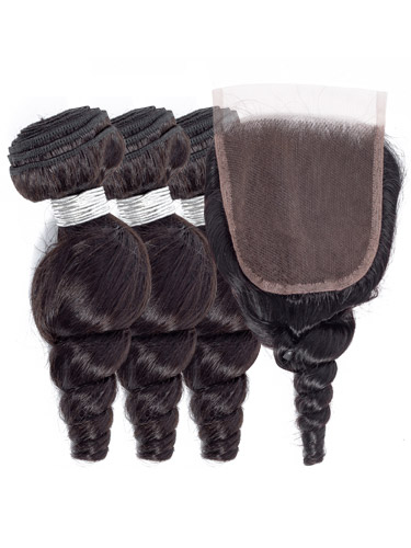 Sahar Slay Human Hair Extensions Bundle (6A) - #Natural Black Loose Wave