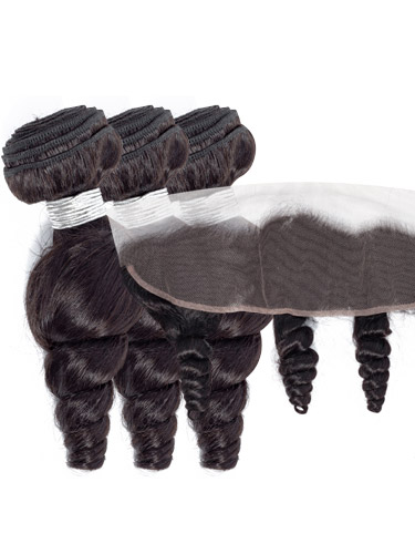 Sahar Slay Human Hair Extensions Bundle (6A) - #Natural Black Loose Wave