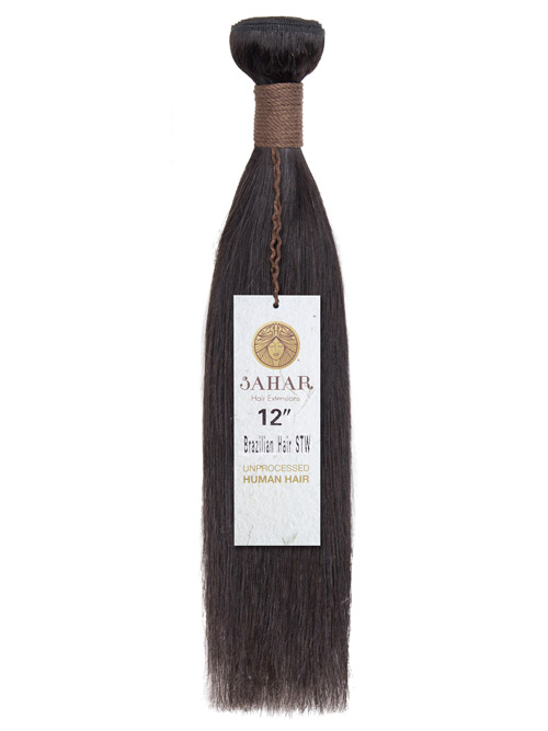 Sahar Unprocessed Brazilian Virgin Weft Hair Extensions 100g (10A) - Straight #1B-Natural Black 12 inch