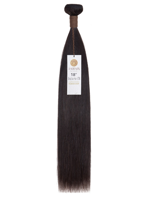 Sahar Unprocessed Brazilian Virgin Weft Hair Extensions 100g (10A) - Straight #1B-Natural Black 18 inch