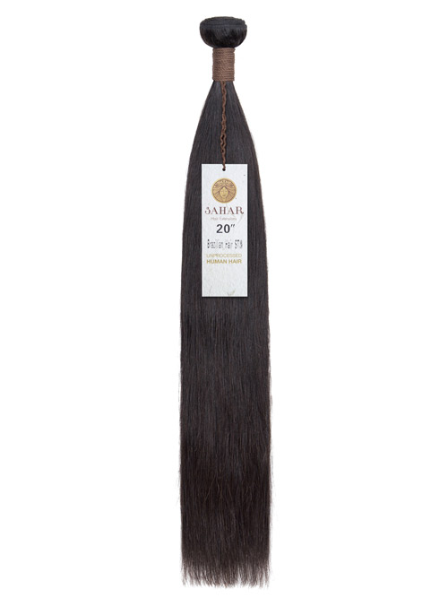 Sahar Unprocessed Brazilian Virgin Weft Hair Extensions 100g (10A) - Straight #1B-Natural Black 20 inch