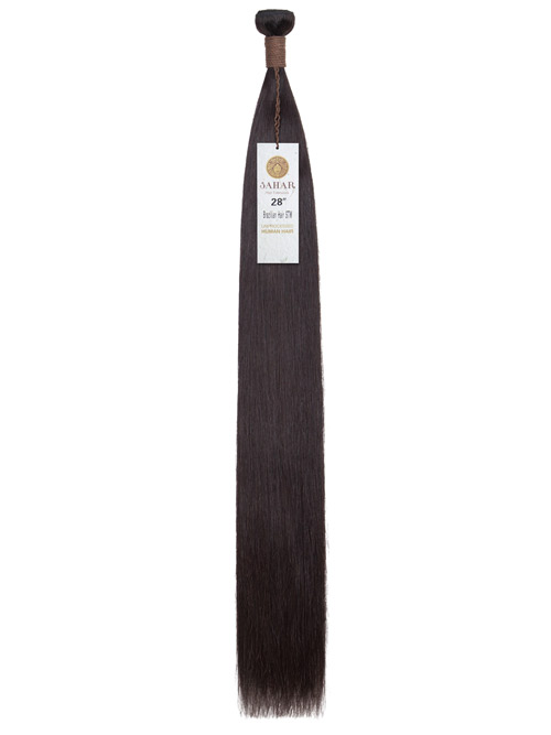 Sahar Unprocessed Brazilian Virgin Weft Hair Extensions 100g (10A) - Straight #1B-Natural Black 28 inch
