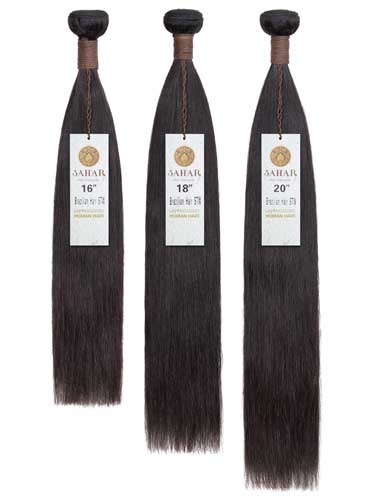 Sahar Unprocessed Brazilian Virgin Weft Hair Extensions Bundle (10A) - #Natural Black Straight