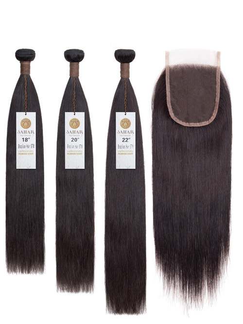 Sahar Unprocessed Malaysian Virgin Weft Hair Extensions Bundle (10A) - #Natural Black Straight