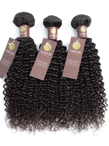 Sahar Essential Virgin Remy Human Hair Extensions Bundle (8A) - #Natural Black Jerry Curl 16"+18"+20" Closure 4x4" 12"
