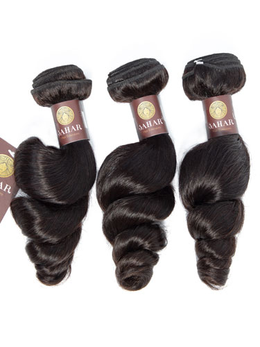 Sahar Essential Virgin Remy Human Hair Extensions Bundle (8A) - #Natural Black Loose Wave