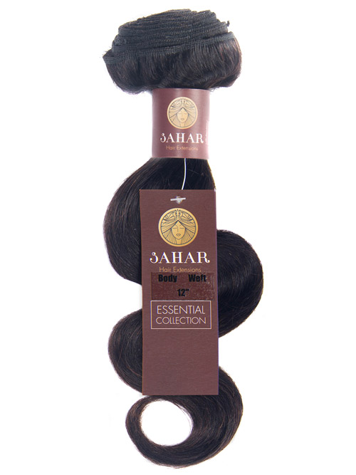 Sahar Essential Virgin Remy Human Hair Extensions 100g (8A) - Body Wave #1B-Natural Black 12 inch