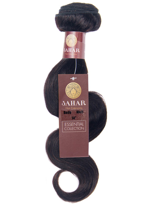 Sahar Essential Virgin Remy Human Hair Extensions 100g (8A) - Body Wave #1B-Natural Black 14 inch