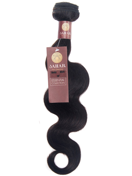 Sahar Essential Virgin Remy Human Hair Extensions 100g (8A) - Body Wave #1B-Natural Black 18 inch