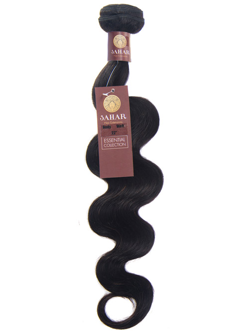 Sahar Essential Virgin Remy Human Hair Extensions 100g (8A) - Body Wave #1B-Natural Black 22 inch