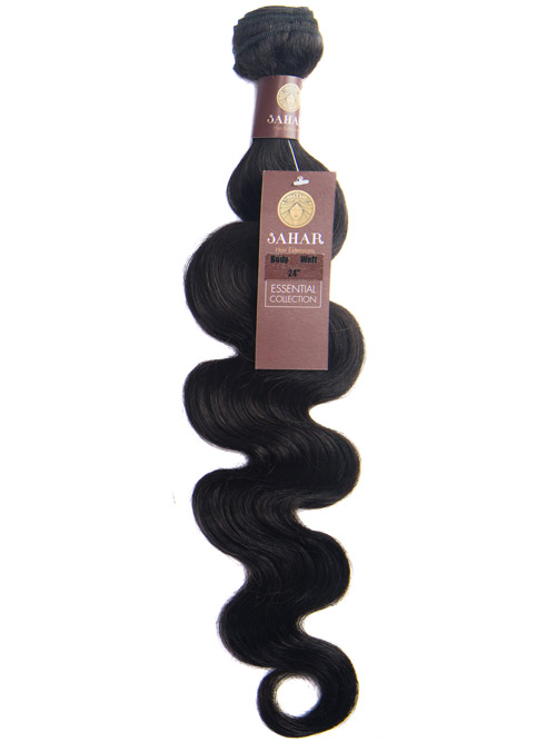 Sahar Essential Virgin Remy Human Hair Extensions 100g (8A) - Body Wave #1B-Natural Black 24 inch