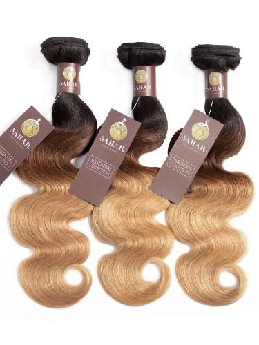 Sahar Essential Virgin Remy Human Hair Extensions Bundle (8A) - #T1B/4/27 Body Wave