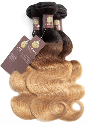 Sahar Essential Virgin Remy Human Hair Extensions Bundle (8A) - #T1B/4/27 Body Wave