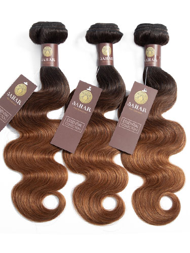 Sahar Essential Virgin Remy Human Hair Extensions Bundle (8A) - #T1B/4/30 Body Wave 18"+20"+22" Frontal 4X13" 16"