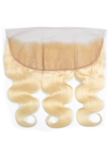 Sahar Essential Virgin Remy Human Hair Front Lace Closure 4" x 13" (8A) - Body Wave #613-Lightest Blonde 12 inch