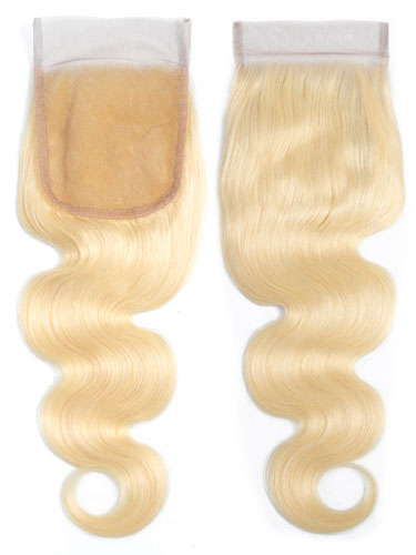 Sahar Essential Virgin Remy Human Hair  Top Lace Closure 4" x 4" (8A) - Body Wave #613-Lightest Blonde 10 inch