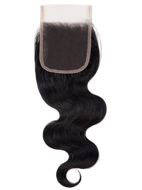 Sahar Essential Virgin Remy Human Hair Top Lace Closure 4" x 4" (8A) - Body Wave #1B-Natural Black 12 inch