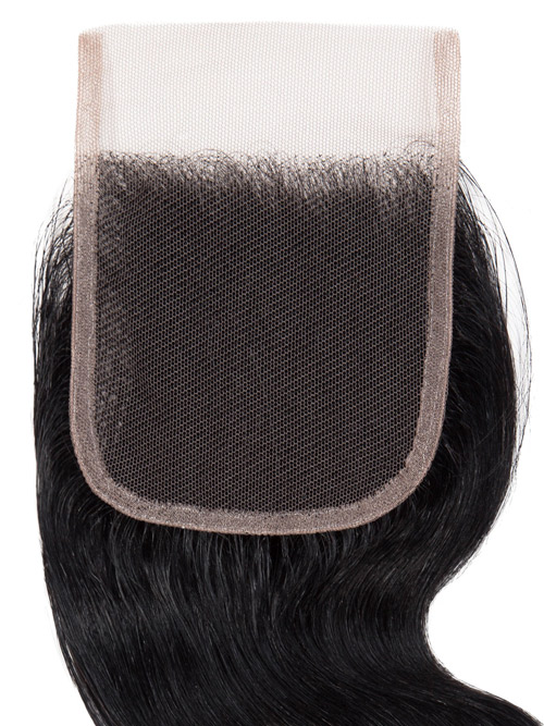 Sahar Essential Virgin Remy Human Hair  Top Lace Closure 4" x 4" (8A) - Body Wave #1B-Natural Black 12 inch