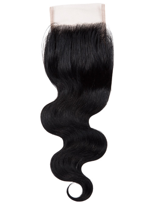 Sahar Essential Virgin Remy Human Hair  Top Lace Closure 4" x 4" (8A) - Body Wave #1B-Natural Black 14 inch