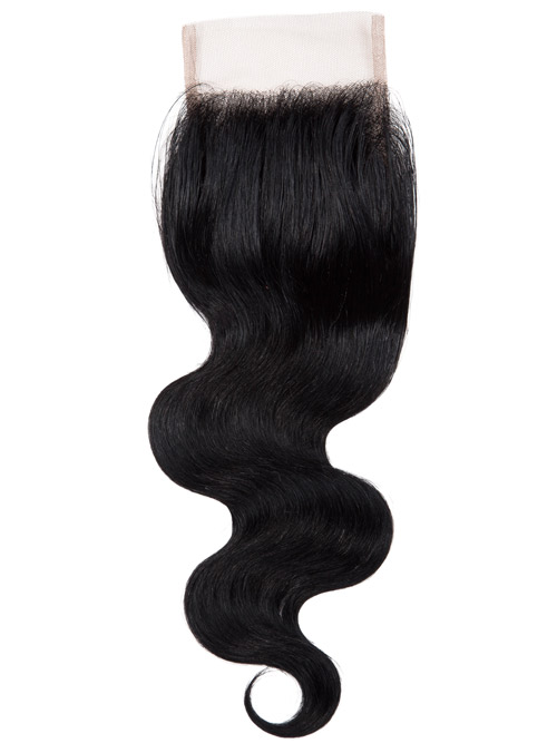 Sahar Essential Virgin Remy Human Hair Top Lace Closure 4" x 4" (8A) - Body Wave #1B-Natural Black 12 inch
