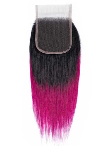 Sahar Essential Virgin Remy Human Hair Top Lace Closure 4" x 4" (8A) - Straight #Pink Velvet 10 inch