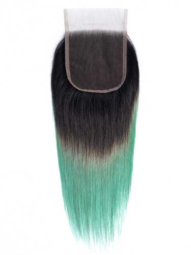 Sahar Essential Virgin Remy Human Hair Top Lace Closure 4" x 4" (8A) - Straight #Mermaid Green 10 inch