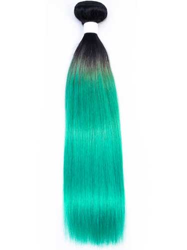Sahar Essential Virgin Remy Human Hair Extensions 100g (8A) - Straight #Mermaid Green 12 inch