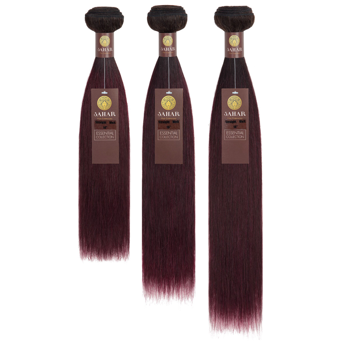 Sahar Essential Virgin Remy Human Hair Extensions Bundle (8A) - #OT99J Straight 14"+16"+18" No Closure Part