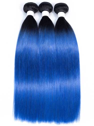 Sahar Essential Virgin Remy Human Hair Extensions Bundle (8A) - #Electric Blue Straight