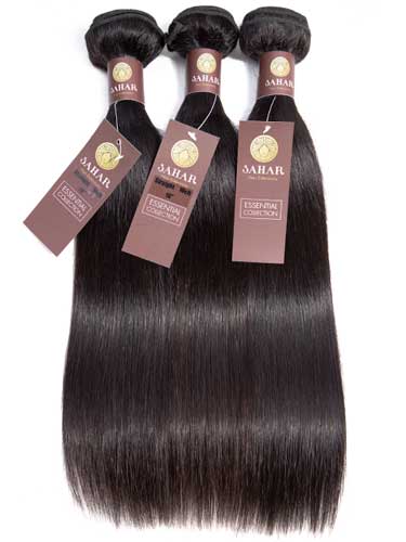 Sahar Essential Virgin Remy Human Hair Extensions Bundle (8A) - #Natural Black Straight