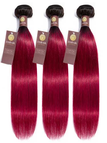 Sahar Essential Virgin Remy Human Hair Extensions Bundle (8A) - #OT118 Straight 14"+14"+14" No Closure Part