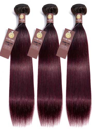Sahar Essential Virgin Remy Human Hair Extensions Bundle (8A) - #OT99J Straight 16"+16"+16" No Closure Part