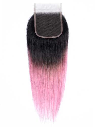 Sahar Essential Virgin Remy Human Hair Top Lace Closure 4" x 4" (8A) - Straight #Lollipop Pink 12 inch