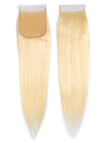 Sahar Essential Virgin Remy Human Hair Top Lace Closure 4" x 4" (8A) - Straight #613-Lightest Blonde 12 inch